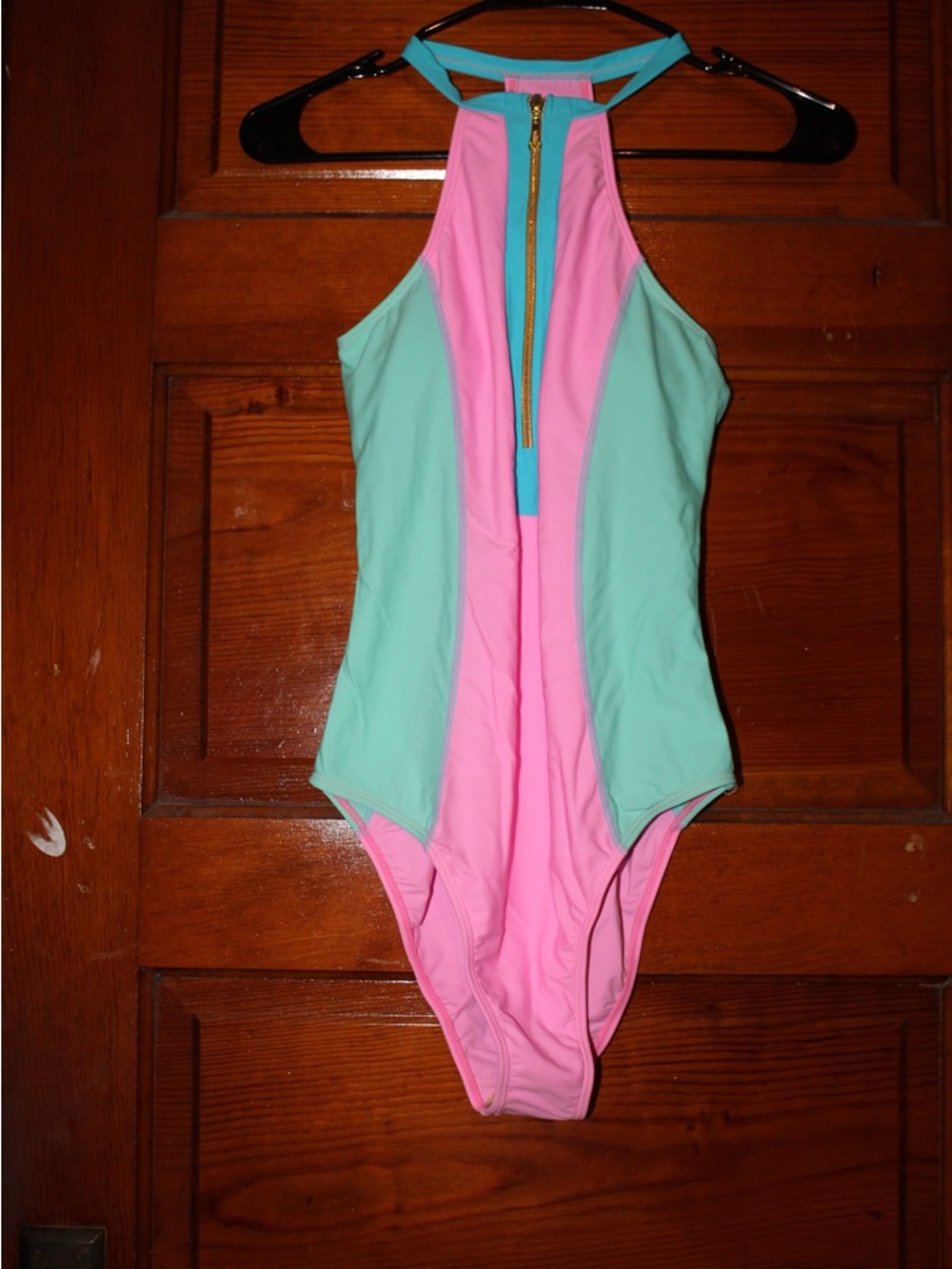 Womens Colorblock Pink and Mint One-Piece Swimwear